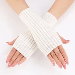 Women Half Finger Gloves Winter Knitted Arm Sleeves Fingerless Mittens Solid Color Soft Gloves Students Touch Screen Gloves