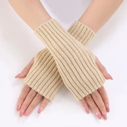 Women Half Finger Gloves Winter Knitted Arm Sleeves Fingerless Mittens Solid Color Soft Gloves Students Touch Screen Gloves