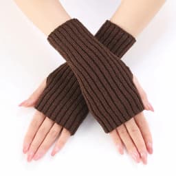 Women Half Finger Gloves Winter Knitted Arm Sleeves Fingerless Mittens Solid Color Soft Gloves Students Touch Screen Gloves