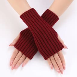 Women Half Finger Gloves Winter Knitted Arm Sleeves Fingerless Mittens Solid Color Soft Gloves Students Touch Screen Gloves