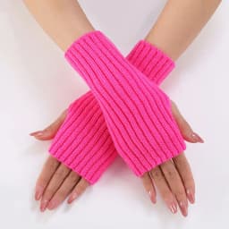 Women Half Finger Gloves Winter Knitted Arm Sleeves Fingerless Mittens Solid Color Soft Gloves Students Touch Screen Gloves