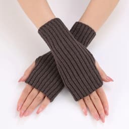 Women Half Finger Gloves Winter Knitted Arm Sleeves Fingerless Mittens Solid Color Soft Gloves Students Touch Screen Gloves