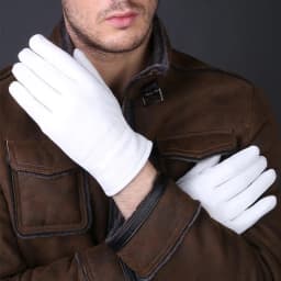 Fashion Genuine Leather White Gloves For Women Man Solid Wrist Buttons Female Lambskin Driving Glove 2025