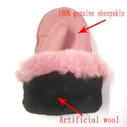 Women's Winter Sheepskin Thickened Gloves, Imitation Rex Rabbit Fur Cuffs Warmth, Mittens Cute Furry Outdoor Sport Female Gloves