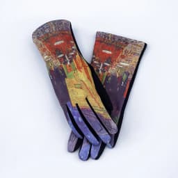 Fashion Oil Painting Suede Leather Print Touch Screen Full Finger Driving Mitten Women Winter Plus Velvet Warm Cycling Glove K96