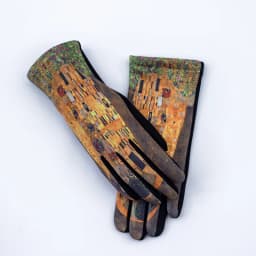 Fashion Oil Painting Suede Leather Print Touch Screen Full Finger Driving Mitten Women Winter Plus Velvet Warm Cycling Glove K96