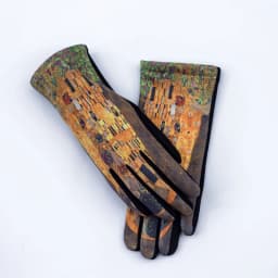 Fashion Oil Painting Suede Leather Print Touch Screen Full Finger Driving Mitten Women Winter Plus Velvet Warm Cycling Glove K96