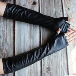 Long Sheepskin Fingerless Gloves Women's Half Finger Gloves Ladies Fashion All-match Autumn Warm Leather Sleeves