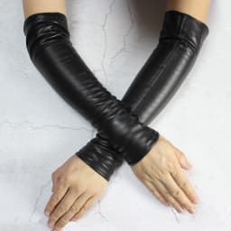 Long Sheepskin Fingerless Gloves Women's Half Finger Gloves Ladies Fashion All-match Autumn Warm Leather Sleeves