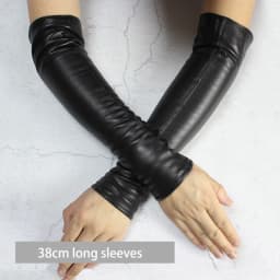 Long Sheepskin Fingerless Gloves Women's Half Finger Gloves Ladies Fashion All-match Autumn Warm Leather Sleeves