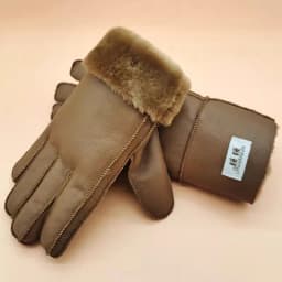 Natural Fur Autumn Winter Thicken Warm Natural One Piece Wool Fur Leather Glove Male Winter Brand Wool Fur Mitten R2218