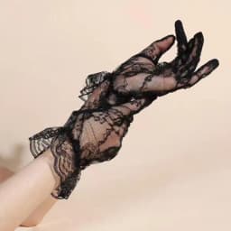 Women Fashion Elegant Lace Wrist Thin Transparent Blue White Black Short Gloves Wedding Dress Music Festival Party Performance