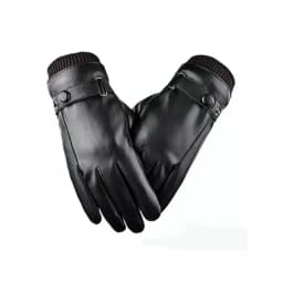 Winter Fashion Black PU Leather Gloves Male Thin Style Driving Leather Men Gloves Non-Slip Full Fingers Palm Touchscreen