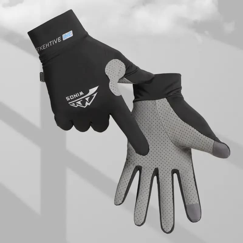 Cycling Gloves Ice Silk Anti-UV Sunscreen Outdoor Fishing Driving Gloves Anti-Slip Full Finger Breathable Unisex Riding Gloves