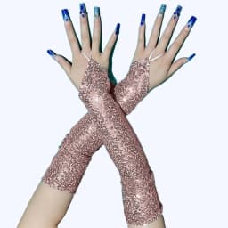 Sexy Glittering Sequin Hook Gloves for Women Cosplay Party Dinner Nightclub Stage Performance Wedding Long Fingerless Gloves