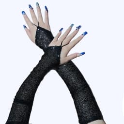 Sexy Glittering Sequin Hook Gloves for Women Cosplay Party Dinner Nightclub Stage Performance Wedding Long Fingerless Gloves
