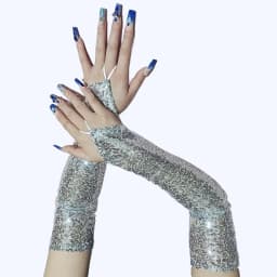 Sexy Glittering Sequin Hook Gloves for Women Cosplay Party Dinner Nightclub Stage Performance Wedding Long Fingerless Gloves