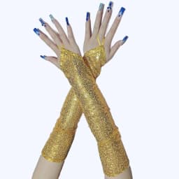 Sexy Glittering Sequin Hook Gloves for Women Cosplay Party Dinner Nightclub Stage Performance Wedding Long Fingerless Gloves