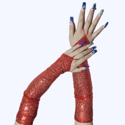 Sexy Glittering Sequin Hook Gloves for Women Cosplay Party Dinner Nightclub Stage Performance Wedding Long Fingerless Gloves