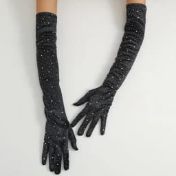 Women 55cm Satin Flash Drill Shiny Long Gloves Retro Campus Dance Party Wedding Bride Stage Performance Opera