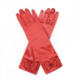 Girls' Princess Lace Gloves with Satin Bow, Long Gloves for Performance Dresses, Satin Gloves