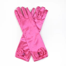 Girls' Princess Lace Gloves with Satin Bow, Long Gloves for Performance Dresses, Satin Gloves