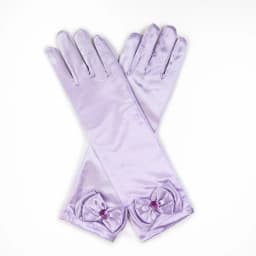 Girls' Princess Lace Gloves with Satin Bow, Long Gloves for Performance Dresses, Satin Gloves
