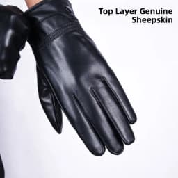 Men's Winter Gloves Fleece Lined Leather Motorcycle Riding Gloves Windproof Pure Color Biker Driving Outdoor Cycling Gloves