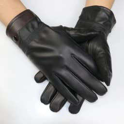 Men's Winter Gloves Fleece Lined Leather Motorcycle Riding Gloves Windproof Pure Color Biker Driving Outdoor Cycling Gloves