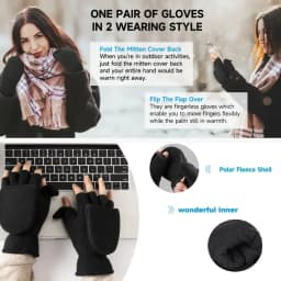 Winter warm Gloves Fingerless Convertible Thermal Mittens Gloves Windproof Polar Fleece Warm men women double-layer Flap Gloves
