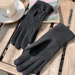 Fashion Simple Style Women Winter Keep Warm Touch Screen Thickened Button Decoration Gloves Outdoor All Match Windproof