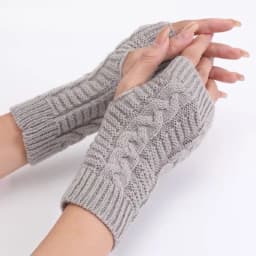 Women Twist Pattern Crochet Knit Fingerless Gloves Faux Wool Hand Warmers Stylish Knitting Arm Mittens Ladies Winter Gloves 2026