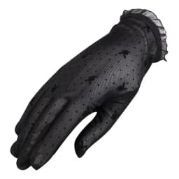 Women Summer Sexy Black Lace Gloves Mesh Hollow Breathable Sunscreen Short Paragraph Female High Elasticity Transparent Gloves