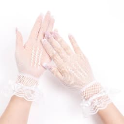 Women Summer Sexy Black Lace Gloves Mesh Hollow Breathable Sunscreen Short Paragraph Female High Elasticity Transparent Gloves