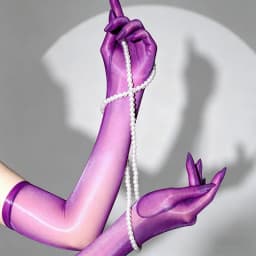 Ultra-thin Sexy Oil Glossy Shiny High Elasticity Solid Nylon Long Five-Finger Gloves Women Aurora Tights Stockings Mittens