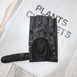 Fashion New Women's Sheepskin Half-Finger Gloves Thin Hollow Unlined Breathable Leather Outdoor Driving Color Gloves Summer