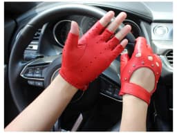 Fashion New Women's Sheepskin Half-Finger Gloves Thin Hollow Unlined Breathable Leather Outdoor Driving Color Gloves Summer