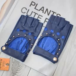 Fashion New Women's Sheepskin Half-Finger Gloves Thin Hollow Unlined Breathable Leather Outdoor Driving Color Gloves Summer