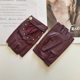 Fashion New Women's Sheepskin Half-Finger Gloves Thin Hollow Unlined Breathable Leather Outdoor Driving Color Gloves Summer