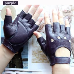 Fashion New Women's Sheepskin Half-Finger Gloves Thin Hollow Unlined Breathable Leather Outdoor Driving Color Gloves Summer