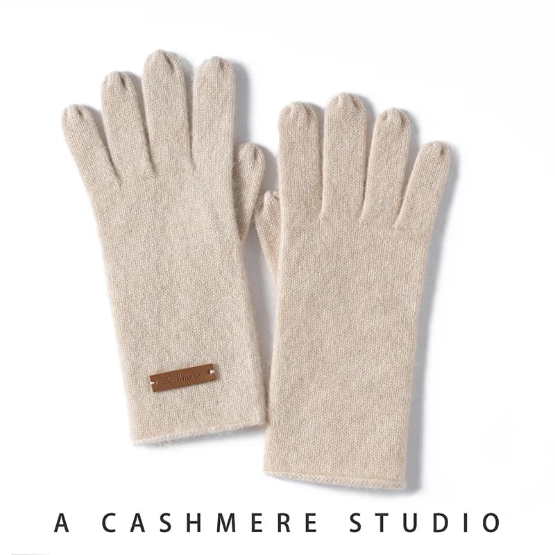 Winter High-Quality 100% Cashmere Gloves Women Soft Warm Stretch Knit Mittens Full Finger Guantes Female Solid Casual Mittens