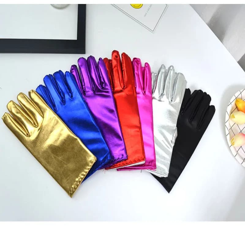 Shiny patent leather adult gloves, etiquette thin, men's and women's role-playing, stage performance, party gloves