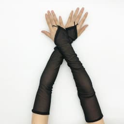 Women Sexy 48cm Transparent Mesh Hook Finger Gloves Elasticity Soft Solid Long Fingerless Cosplay Party Show Accessories