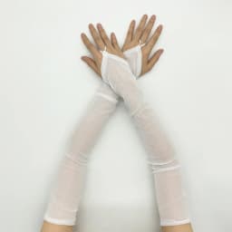 Women Sexy 48cm Transparent Mesh Hook Finger Gloves Elasticity Soft Solid Long Fingerless Cosplay Party Show Accessories