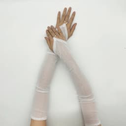 Women Sexy 48cm Transparent Mesh Hook Finger Gloves Elasticity Soft Solid Long Fingerless Cosplay Party Show Accessories