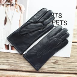 New Women's Deerskin Gloves Leather Color Fashion Wool Knitted Lining Hand-Stitched Outdoor Driving and Cycling Warm Gloves