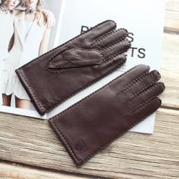 New Women's Deerskin Gloves Leather Color Fashion Wool Knitted Lining Hand-Stitched Outdoor Driving and Cycling Warm Gloves