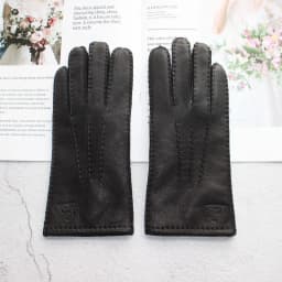New Women's Deerskin Gloves Leather Color Fashion Wool Knitted Lining Hand-Stitched Outdoor Driving and Cycling Warm Gloves