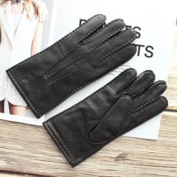 New Women's Deerskin Gloves Leather Color Fashion Wool Knitted Lining Hand-Stitched Outdoor Driving and Cycling Warm Gloves