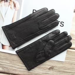 New Women's Deerskin Gloves Leather Color Fashion Wool Knitted Lining Hand-Stitched Outdoor Driving and Cycling Warm Gloves
